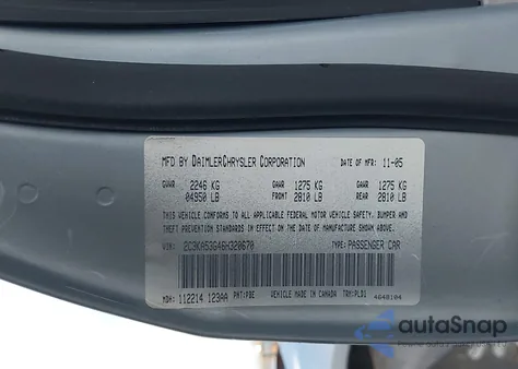 2006 Chrysler 300 Touring из США, поврежденный, VIN 2C3KA53G46H320670